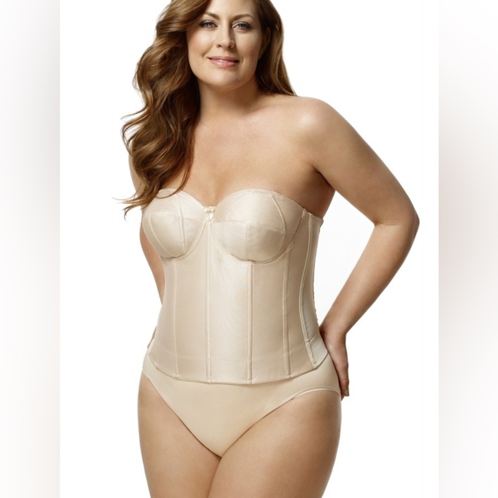NEW Elila Jacquard Wireless Soft-cup Front Hook Longline Bra 6721 Nude 44F